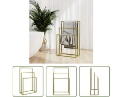 vidaXL Badkamerspiegel - Handdoekenrek - Handdoekenrek vrijstaand 48x24x79 cm ijzer goudkleurig - Badkamermeubilair - Gouden Badkamerdecoratie - Staande Handdoekendrager