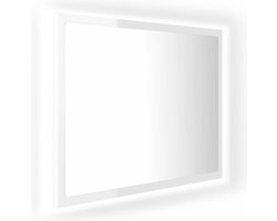 vidaXL - Badkamerspiegel - LED - 60x8,5x37 - cm - acryl - hoogglans - wit