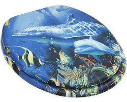 vidaXL Badkamerspiegel - Toiletbril - Toiletbril dolfijn MDF - Dolfijnen Ontwerpen - Mdf Materiaal - Toilet Pot