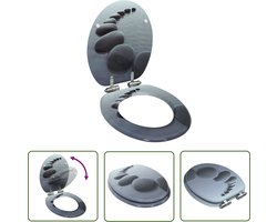 vidaXL Badkamerspiegel - Toiletbril - Toiletbril met soft-close deksel stenen MDF - Sanitair - Wc-zitting - Mdf