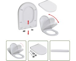 vidaXL Badkamerspiegel - Toiletbril - Toiletbril soft-close met quick-release ontwerp vierkant wit - Wc Brillen - Toiletaccessoires - Sanitair