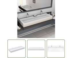 vidaXL Badkamerspiegel - Wastafel - Wastafel 120x46x11 cm mineraal gegoten/marmer gegoten wit - Badkamermeubilair - Sanitair - Mineraalgoteen Wastafel