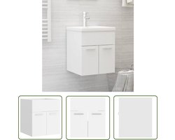 vidaXL Badkamerspiegel - Wastafelkast - Wastafelkast 41x38,5x46 cm bewerkt hout wit - Badkamermeubilair - Houten Kast - Wit Meubel