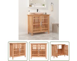 vidaXL Badkamerspiegel - Wastafelkast - Wastafelkast 66x29x61,5 cm massief walnotenhout - Badkamermeubilair - Hout Meubel - Walnoot