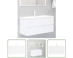 vidaXL Badkamerspiegel - Wastafelkast - Wastafelkast met ingebouwde wastafel spaanplaat wit - Badkamerinrichting - Witte Wastafel - Houten Wastafel