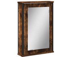 vidaXL - Badkamerspiegelkast - 42x12x60 - cm - bewerkt - hout - gerookt - eikenkleur