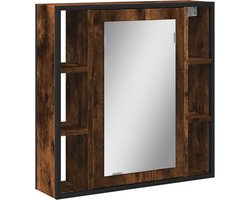 vidaXL - Badkamerspiegelkast - 60x16x60 - cm - bewerkt - hout - gerookt - eikenkleur