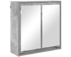 vidaXL - Badkamerspiegelkast - Beton - Grijs - 60 - x - 20 - x - 60 - cm - Bewerkt - hout