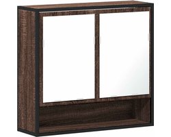 vidaXL Badkamerspiegelkast bruin eiken 65x20x60 cm Badkamer Spiegelkast - Badkamer Spiegelkasten - Spiegelkast - Make-up Kast Met Spiegel