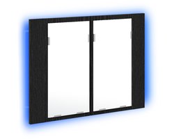 vidaXL - Badkamerspiegelkast - Zwart - Eiken - 60 - x - 12 - x - 45 - cm - Bewerkt - hout