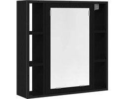 vidaXL - Badkamerspiegelkast - zwart - eiken - 60x16x60 - cm - bewerkt - hout