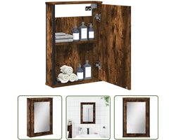 vidaXL Badkamerspiegels - Badkamer Spiegelkast - Badkamerspiegelkast 42x12x60 cm bewerkt hout gerookt eikenkleur - Houten Spiegelkast - Bruine Spiegelkast - Vintage Spiegelkast