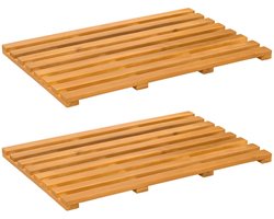 vidaXL - Badmat - 2 - st - Naturel - 56 - x - 37 - cm - Massief - Acacia - Hout