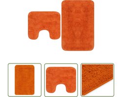 vidaXL Badmat - Badmattenset - Badmattenset stof oranje 2-delig - Toiletmat - Badkameraccessoires - Oranjekleur
