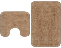 vidaXL - Badmattenset - stof - beige - 2-delig