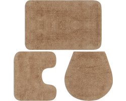 vidaXL - Badmattenset - stof - beige - 3-delig