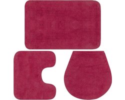 vidaXL - Badmattenset - stof - fuchsia - 3-delig