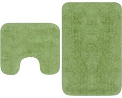 vidaXL - Badmattenset - stof - groen - 2-delig