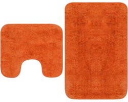vidaXL - Badmattenset - stof - oranje - 2-delig