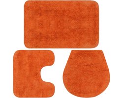 vidaXL - Badmattenset - stof - oranje - 3-delig