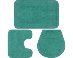 vidaXL - Badmattenset - stof - turquoise - 3-delig