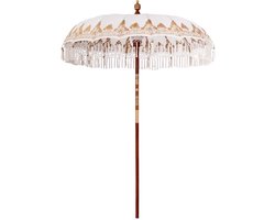 vidaXL - Balinese - Parasol - 190 - x - 190 - x - 260 - cm - Katoen - Rond - Crèmekleurig