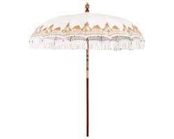 vidaXL - Balinese - Parasol - 215 - x - 215 - x - 260 - cm - Katoen - Rond - Crèmekleurig