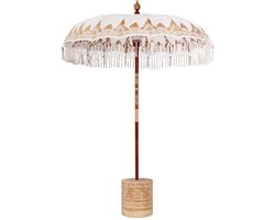 vidaXL - Balinese - Parasol - 260 - Crème - 180-190 - cm - Katoen - en - massief - hout