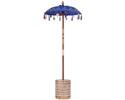 vidaXL - Balinese - parasol - met - basis - Blauw - 95 - x - 95 - x - 260 - cm - Katoen
