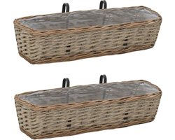 vidaXL - Balkonbakken - 2 - st - 60 - cm - wicker - met - PE-voering