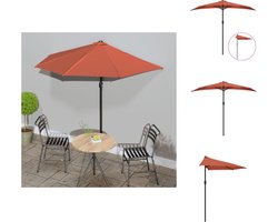 vidaXL - Balkonparasol - half - met - aluminium - paal - 270x144x222 - cm - terracotta
