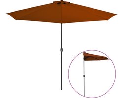 vidaXL - Balkonparasol - half - met - aluminium - paal - 300x155x223 - cm - terracotta