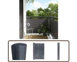vidaXL Balkonscherm - 300x100 cm - Antraciet - Poly Rattan Balkonscherm - Privacy Screen - Geluidisolerende Schermen - Buitenschilderingen - Tuinschermen