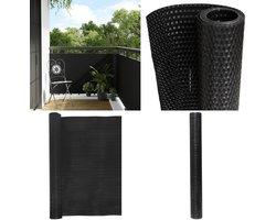 vidaXL Balkonscherm 300x100 cm poly rattan zwart - Balkonscherm - Balkonschermen - Scherm - Privacyscherm