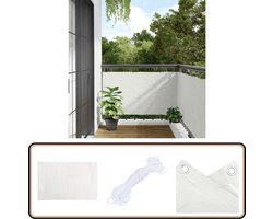 vidaXL Balkonscherm - 600x75 cm - PVC - Wit Balkonscherm - Privacy Screen - Buitenschildering - Tuinaccessoires - Pvc Schermen