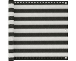 vidaXL - Balkonscherm - 90x300 - cm - HDPE - antracietkleurig - en - wit