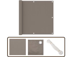 vidaXL Balkonscherm 90x400 cm Taupe - Water- en UV-bestendig Balkonscherm - Privacy Screen - Balkondecoratie - Tuinaccessoires - Outdoor Decor