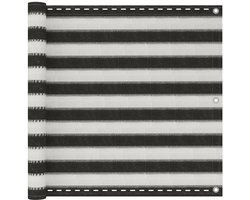 vidaXL - Balkonscherm - 90x500 - cm - HDPE - antracietkleurig - en - wit