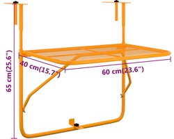vidaXL - Balkontafel - 60x40 - cm - staal - geel