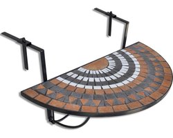 vidaXL - Balkontafel - hangend - mozaïek - terracottakleurig - en - wit