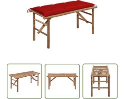 vidaXL Bamboe Bank - Tuinbank - Tuinbank inklapbaar met kussen 118 cm bamboe - Buitentuinmeubilair - Lounge Stoel - Klapstoel