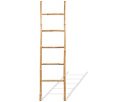 vidaXL Bamboe Handdoekladder 150 cm - 5 sporten Bamboehout - Handdoekrek - Badkamervloer - Droogstandaard - Handdoekhanger