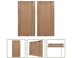 vidaXL Bamboe Rolgordijnen 2st 150x220 cm Bruin Bamboerollinghordeur - Rolgordijnen - Vitrage - Houten Gordijnen - Decoratie Raambekleding