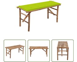 vidaXL Bamboebank - Tuinbank - Tuinbank inklapbaar met kussen 118 cm bamboe - Buitentijdbank - Klapstoel - Lounge Stoel