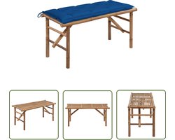 vidaXL Bamboebank - Tuinbank - Tuinbank inklapbaar met kussen 118 cm bamboe - Buitentijdbank - Lounge Stoel - Klapstoel