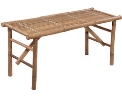 vidaXL Bamboebank - Tuinbank - Tuinbank inklapbaar met kussen 118 cm bamboe - Inklapbare Bank - Buitendrank - Lounge Stoel