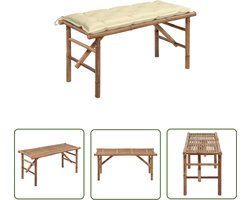 vidaXL Bamboebank - Tuinbank - Tuinbank inklapbaar met kussen 118 cm bamboe - Klapstoel - Buitendrank - Lounge Stoel