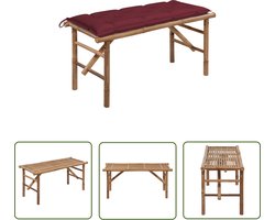 vidaXL Bamboebank - Tuinbank - Tuinbank inklapbaar met kussen 118 cm bamboe - Klapstoel - Buitendrank - Lounge Stoel