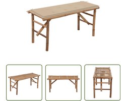 vidaXL Bamboebank - Tuinbank - Tuinbank inklapbaar met kussen 118 cm bamboe - Klapstoel - Buitendrank - Loungemeubilair