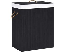 vidaXL Bamboewasmand - Wasmand - Wasmand met 1 vak 83 L bamboe zwart - Wasbak - Opbergmand - Lingeriemand